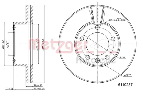 Тормозной диск METZGER 6110287