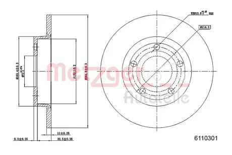 Тормозной диск METZGER 6110301