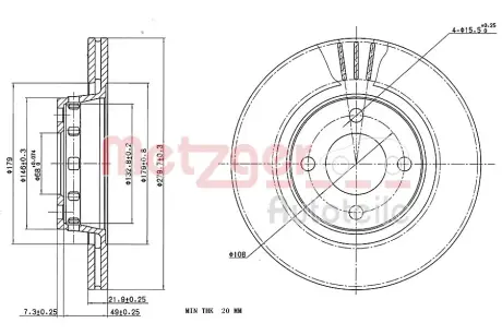 Тормозной диск METZGER 6110305