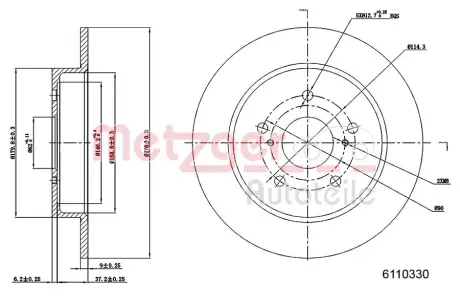 Тормозной диск METZGER 6110330
