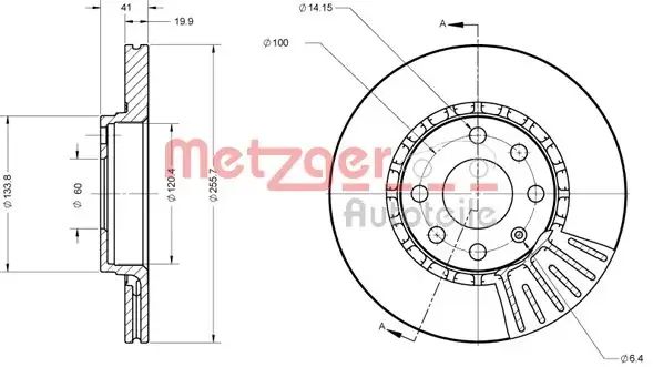 Тормозной диск METZGER 6110336 (фото 1)