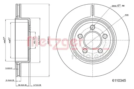 Тормозной диск METZGER 6110345
