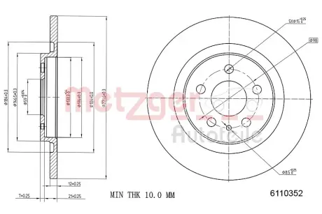 Тормозной диск METZGER 6110352