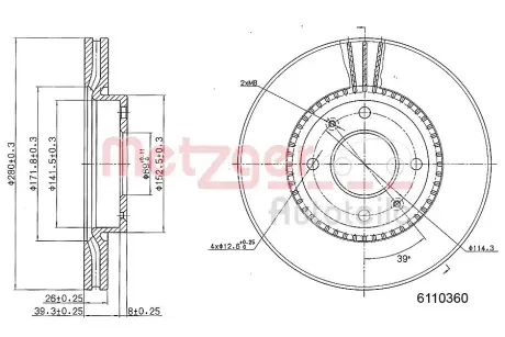 Тормозной диск METZGER 6110360