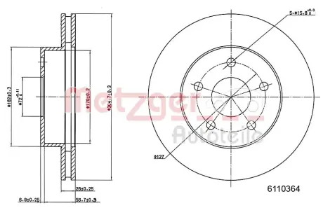 Тормозной диск METZGER 6110364