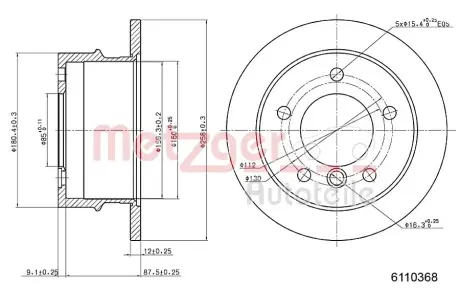 Тормозной диск METZGER 6110368