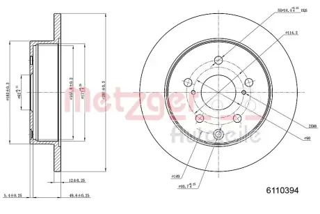 Тормозной диск METZGER 6110394