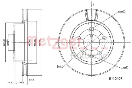 Тормозной диск METZGER 6110407