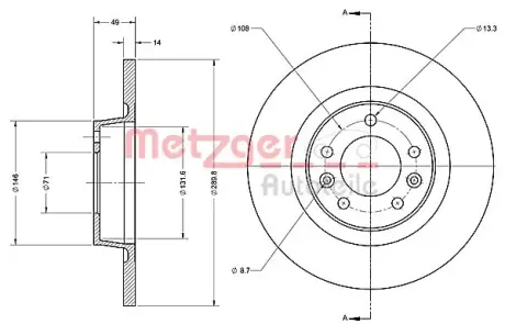 Тормозной диск METZGER 6110422