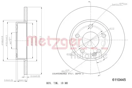 Тормозной диск METZGER 6110445