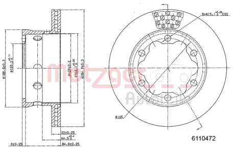 Тормозной диск METZGER 6110472