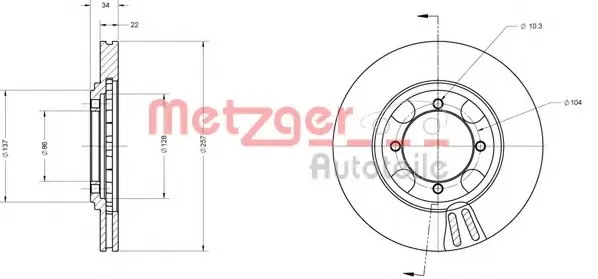 Тормозной диск METZGER 6110507 (фото 1)