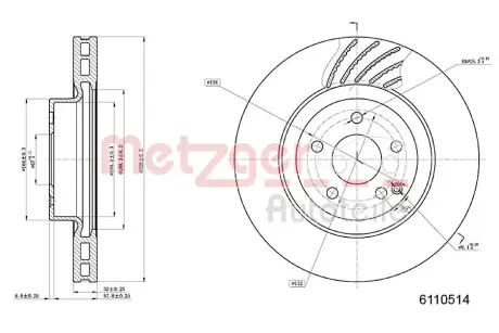 Тормозной диск METZGER 6110514