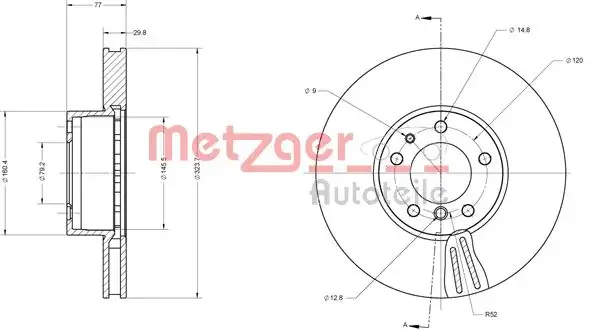 Тормозной диск METZGER 6110522 (фото 1)