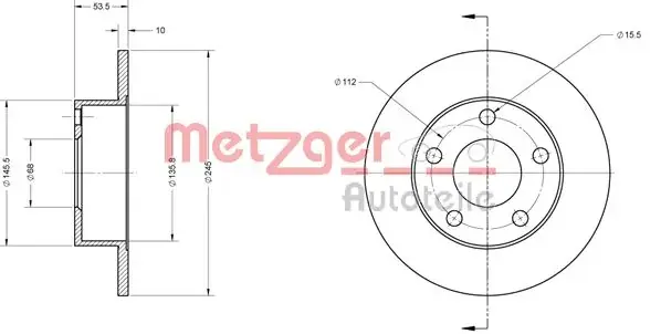 Тормозной диск METZGER 6110532 (фото 1)