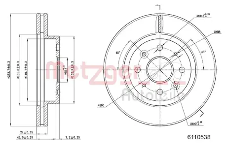 Тормозной диск METZGER 6110538
