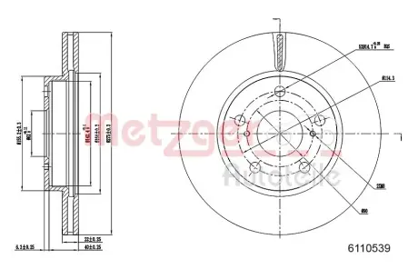 Тормозной диск METZGER 6110539