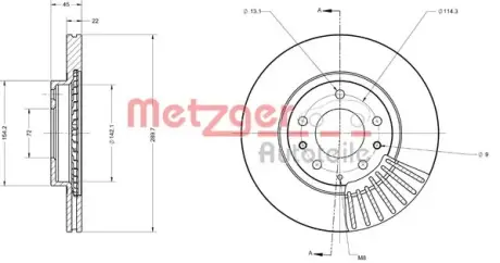 Тормозной диск METZGER 6110541