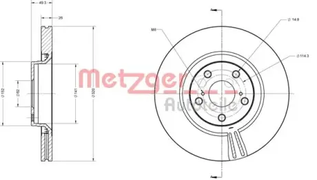 Тормозной диск METZGER 6110542