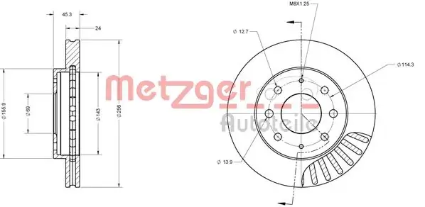 тормозной диск METZGER 6110546 - фото 1