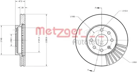 Тормозной диск METZGER 6110547