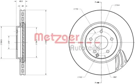 Тормозной диск METZGER 6110553