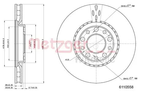 Тормозной диск METZGER 6110558