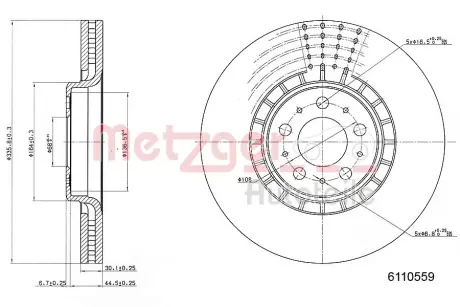 Тормозной диск METZGER 6110559