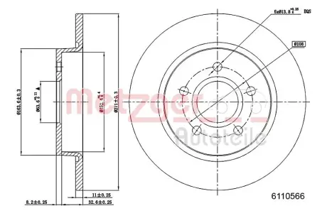 Тормозной диск METZGER 6110566