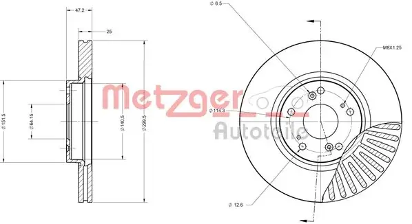 тормозной диск METZGER 6110572 - фото 1