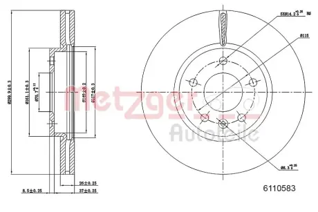 Тормозной диск METZGER 6110583