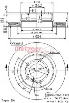Тормозной диск METZGER 6110596