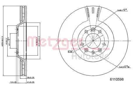 Тормозной диск METZGER 6110598