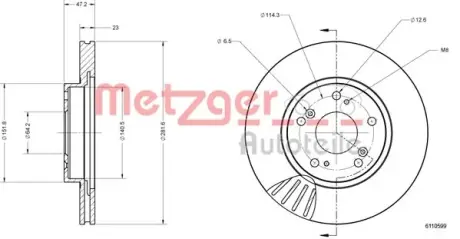 Тормозной диск METZGER 6110599