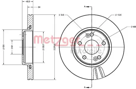 Тормозной диск METZGER 6110600