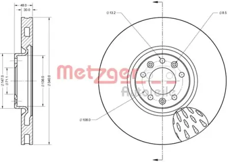 Тормозной диск METZGER 6110628