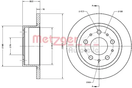 Тормозной диск METZGER 6110647