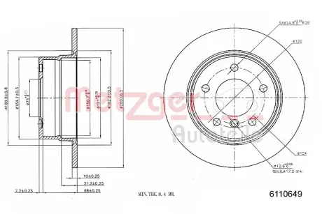 Тормозной диск METZGER 6110649