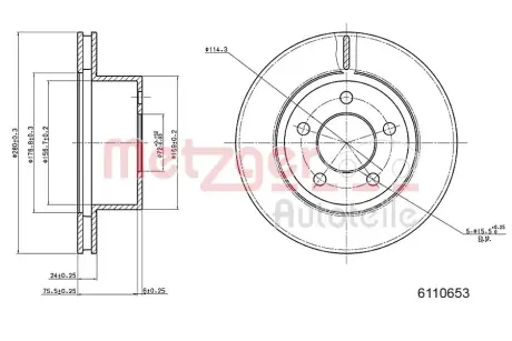 Тормозной диск METZGER 6110653