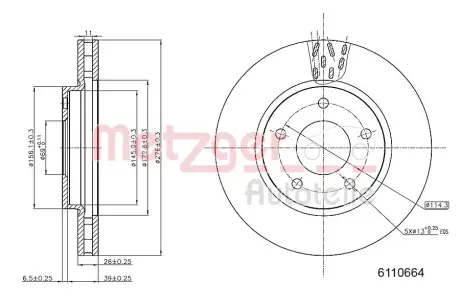 Тормозной диск METZGER 6110664