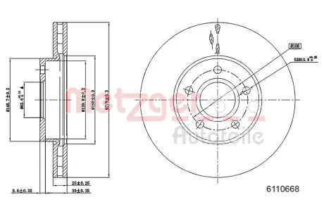 Тормозной диск METZGER 6110668