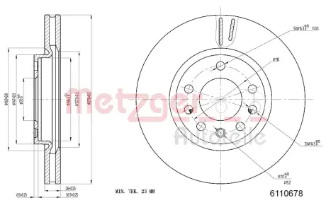 Тормозной диск METZGER 6110678