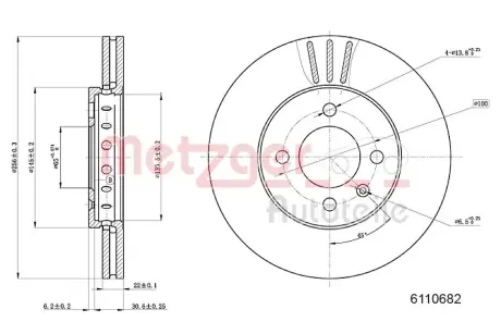 Тормозной диск METZGER 6110682