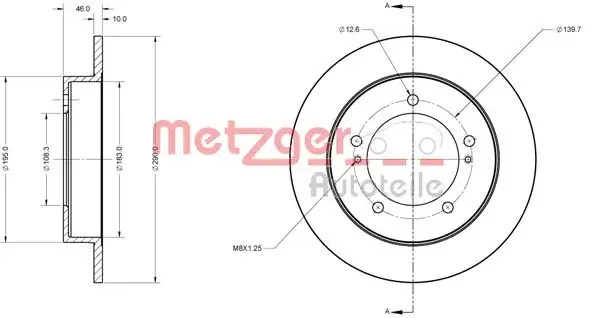 Тормозной диск METZGER 6110685 (фото 1)