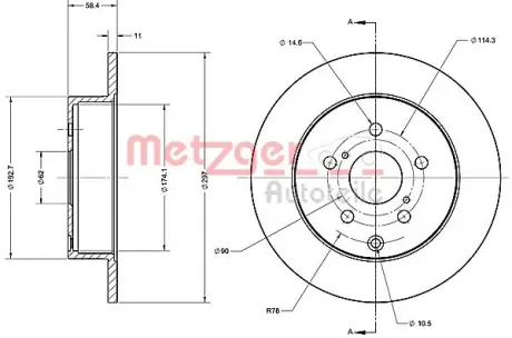 Тормозной диск METZGER 6110700