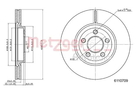 Тормозной диск METZGER 6110709