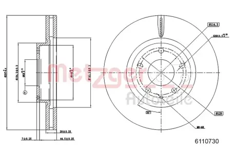 Тормозной диск METZGER 6110730
