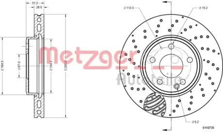 Тормозной диск METZGER 6110735