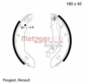 Комплект тормозных колодок METZGER MG392