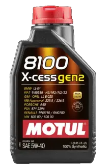 Олива моторна Motul 8100 X-cess Gen2 5W-40. 1л. VW 502 00-505 00-MB 229.5-LL-01-RN0710-0700-B71 2296 MOTUL 109774
